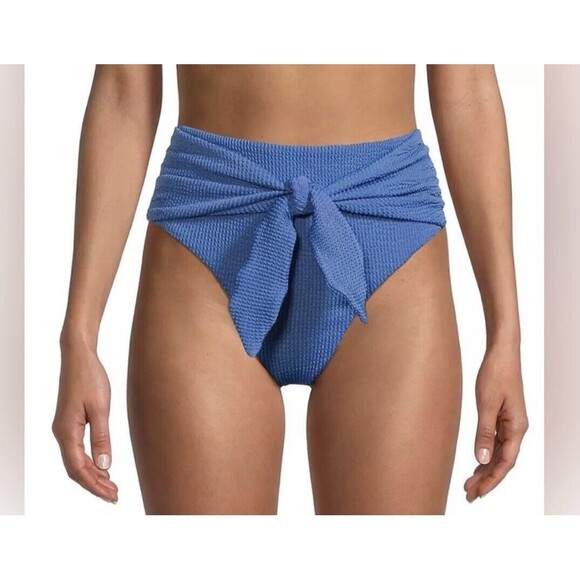 Veronica Beard Azoia High Waist Bikini Swimsuit Bottom In Riviera Blue Sz M New - Picture 2 of 13